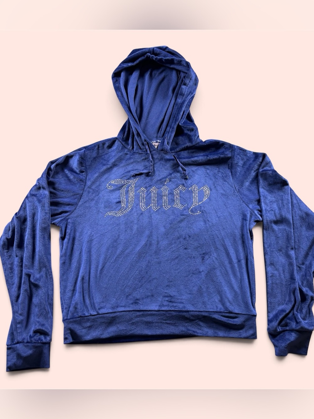 Juicy Couture Royal Blue Velour Pullover Sleepwear Hoodie with Crystal Juicy